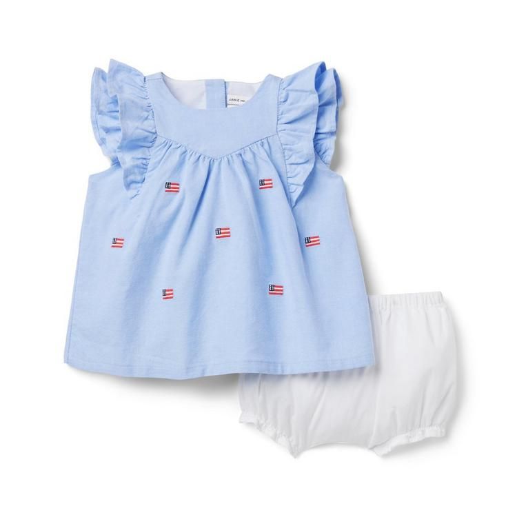 Baby Embroidered Flag Oxford Matching Set | Janie and Jack