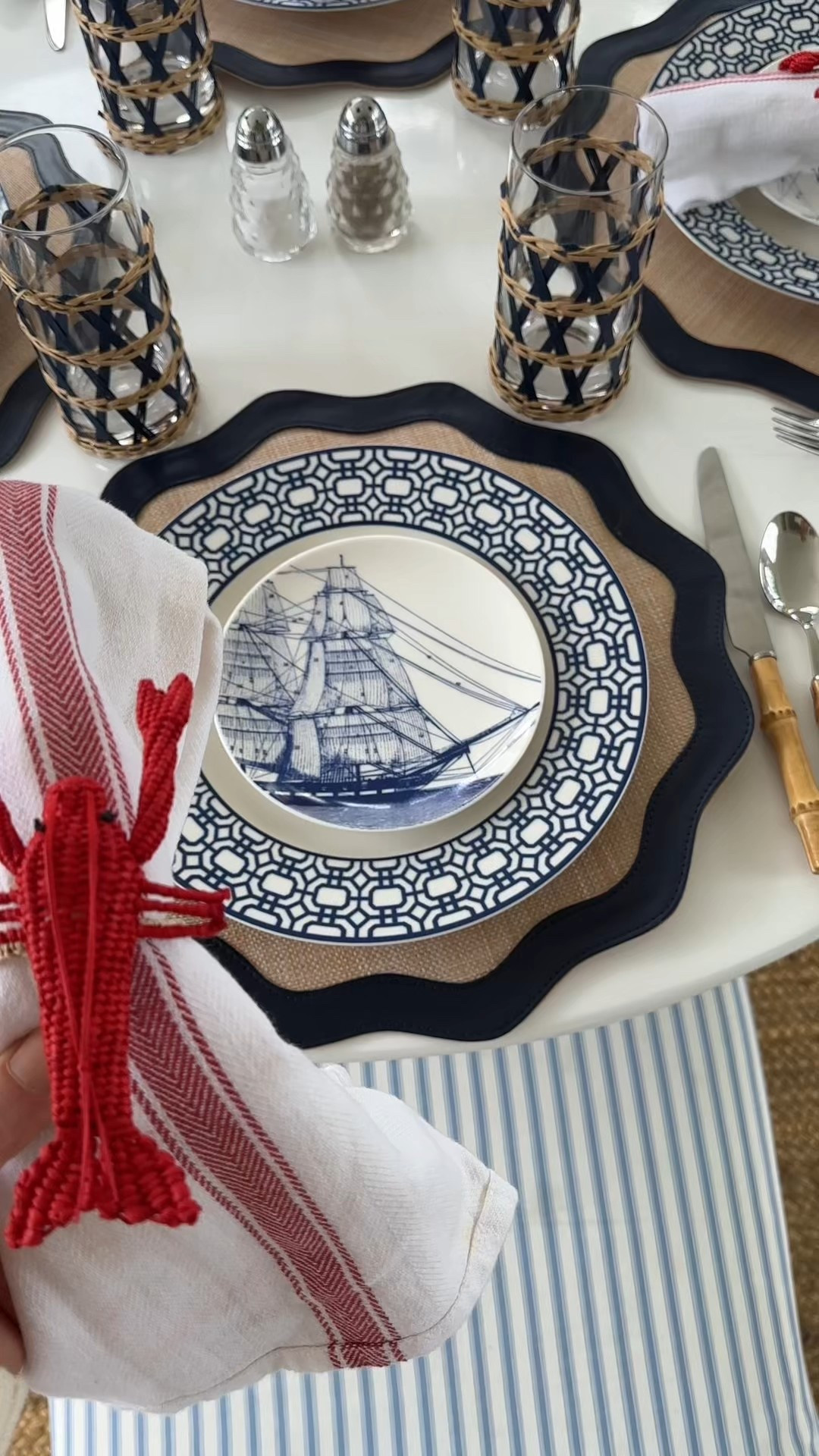 A summer table top with lobster napkin rings, nautical dishes, easy to clean placemats (perfect for lobster dinners), and all the details

#LTKFindsUnder100 #LTKSummerEdit #LTKHome