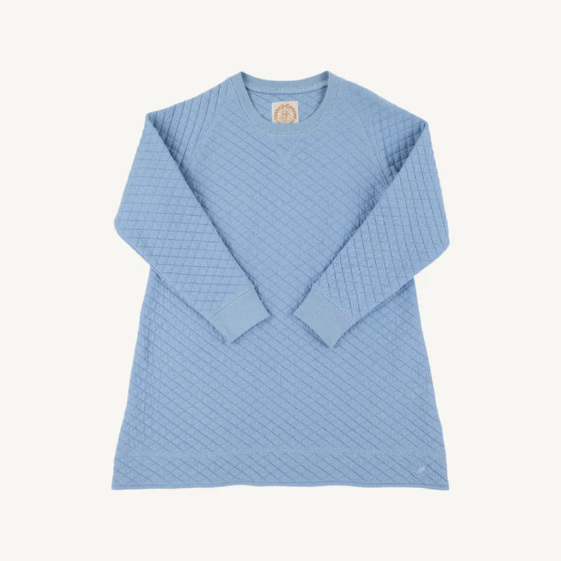 Cassidy Comfy Crewneck Dress (Quilted) - Barrington Blue with Tonal St | The Beaufort Bonnet Company