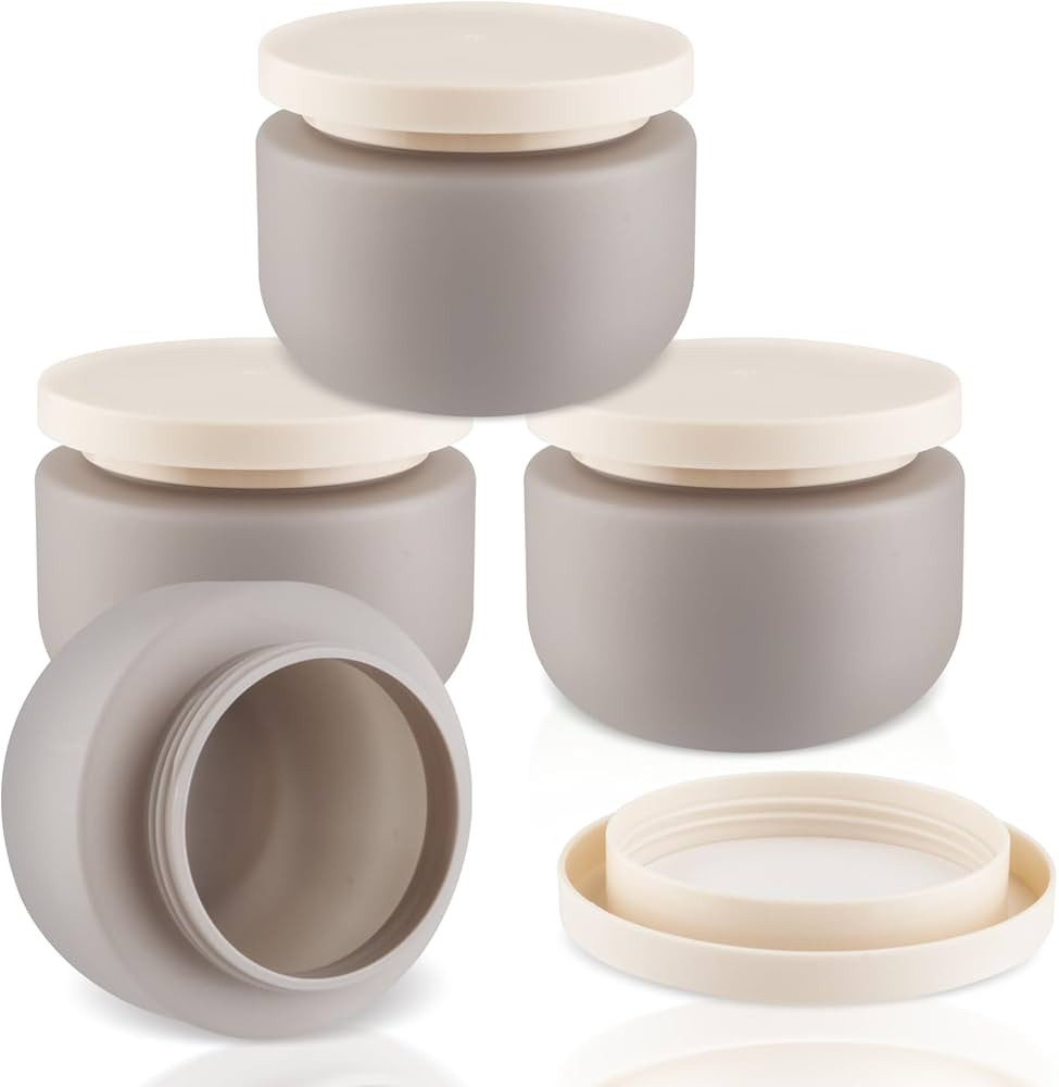 4 Pack 8 OZ Plastic Jars Round Cosmetic Container with Lids,Wide Mouth Soft Slime Jars for Lotion... | Amazon (US)