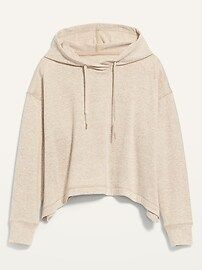 Loose Cropped Sweater-Knit Hoodie for Women | Old Navy (US)