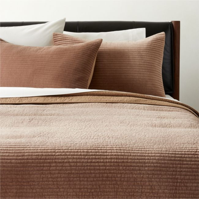 Shadow Toffee Velvet King Quilt | CB2