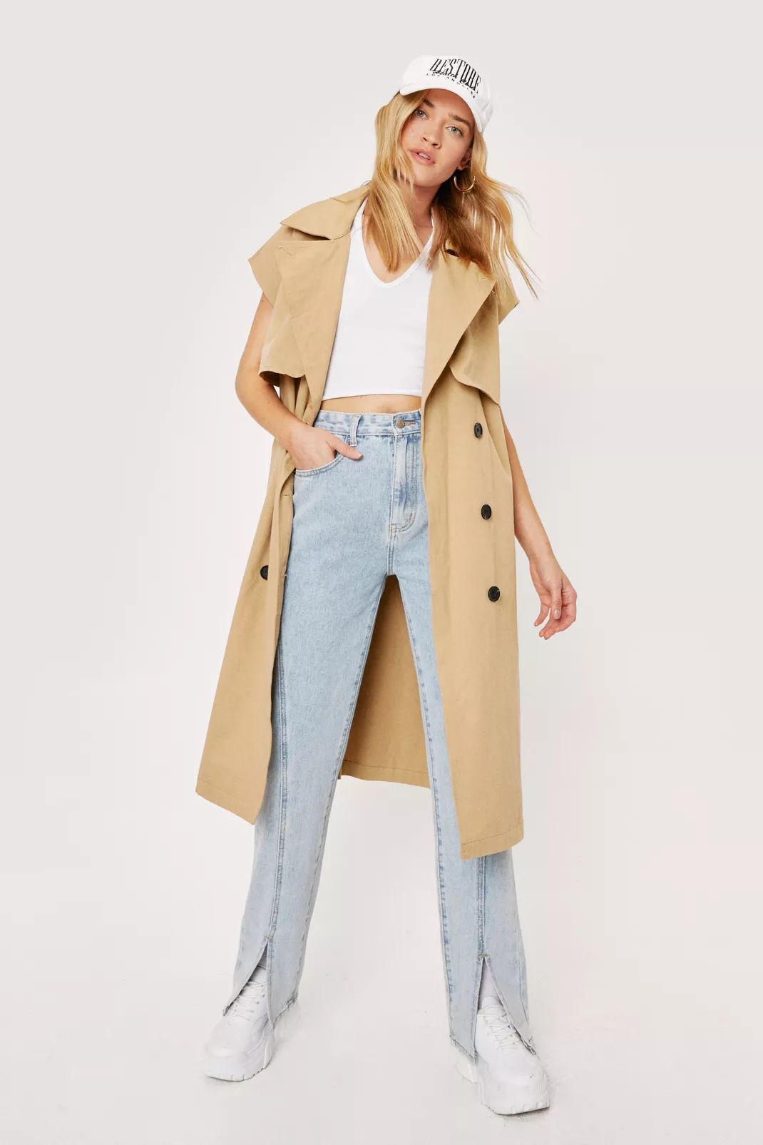 Sleeveless Belted Longline Trench Coat | Nasty Gal (US)
