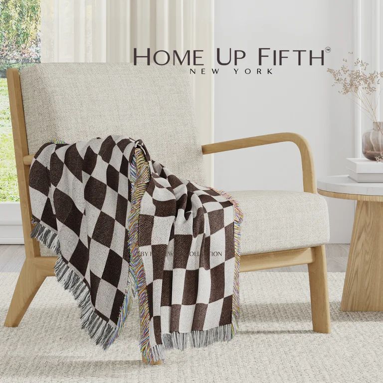 HOME UP FIFTH Checkered Blanket | Checkerboard Pattern Throw Blanket with Fringe for styling and ... | Walmart (US)