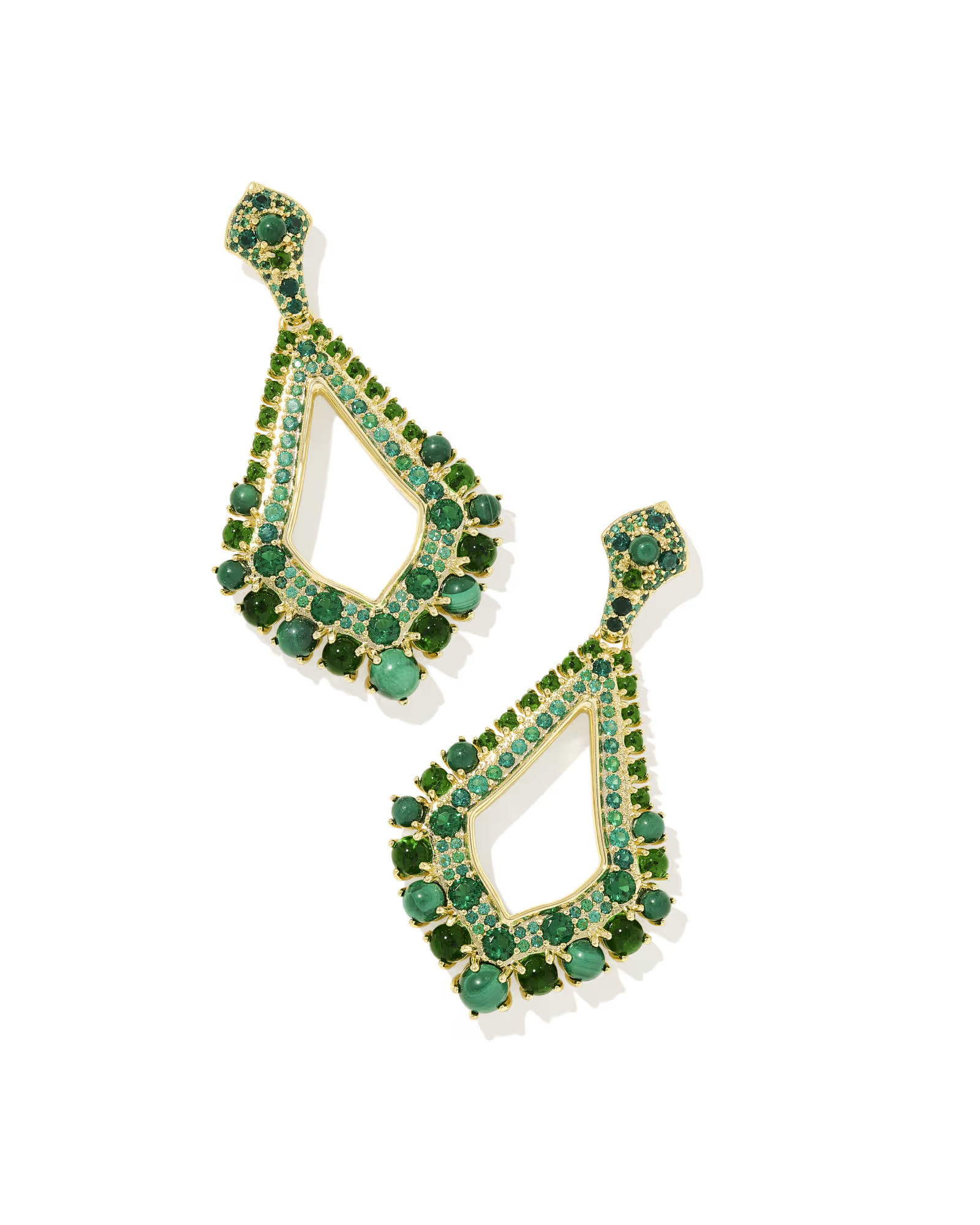 Krista Gold Statement Earrings in Green Mix | Kendra Scott