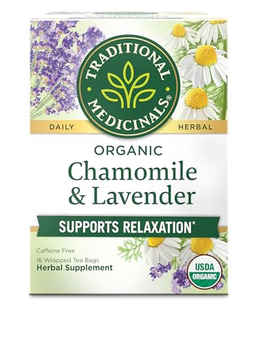 Traditional Medicinals Organic, Chamomile & Lavender - Chamomile Tea Supporting Stress Relief and Relaxation - Kosher, Non-GMO, Caffeine-Free, Compostable - 16 Tea Bags | Amazon (US)