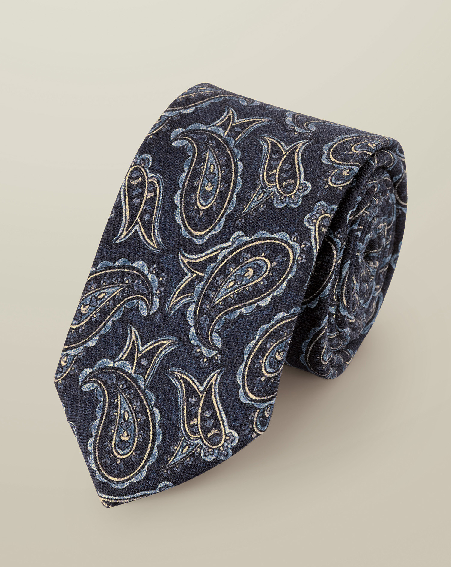 Wool Paisley Tie - Navy | Charles Tyrwhitt