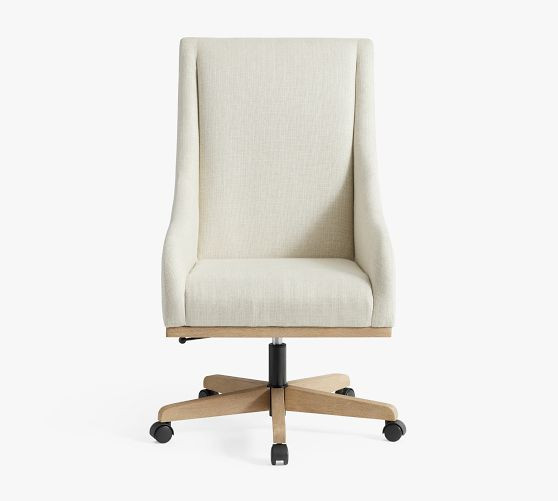York Upholstered Swivel Desk Chair | Pottery Barn (US)