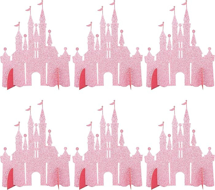 6 Pack Castle Table Centerpiece Glitter Princess Theme Castle Table Toppers for Birthday Baby Sho... | Amazon (US)