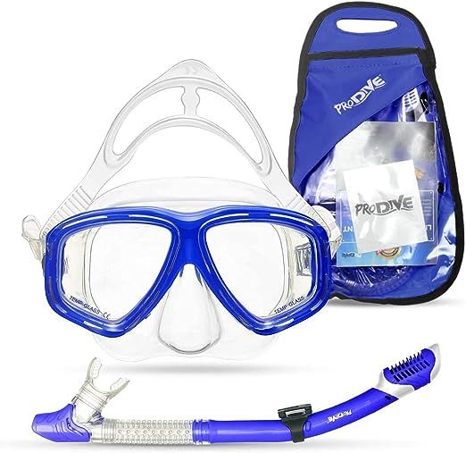 PRODIVE Premium Dry Top Snorkel Set - Impact Resistant Tempered Glass Diving Mask,Watertight and ... | Amazon (US)