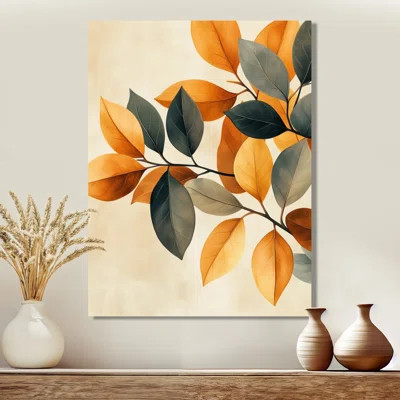 Earth Tone Botanical Leaves I - Orange Foliage Wall Art Print | Wayfair North America