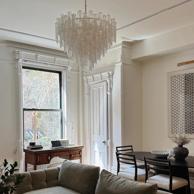 Regina Andrew Glacier Regency Clear Glass Gold Metal Chandelier - Large | Kathy Kuo Home