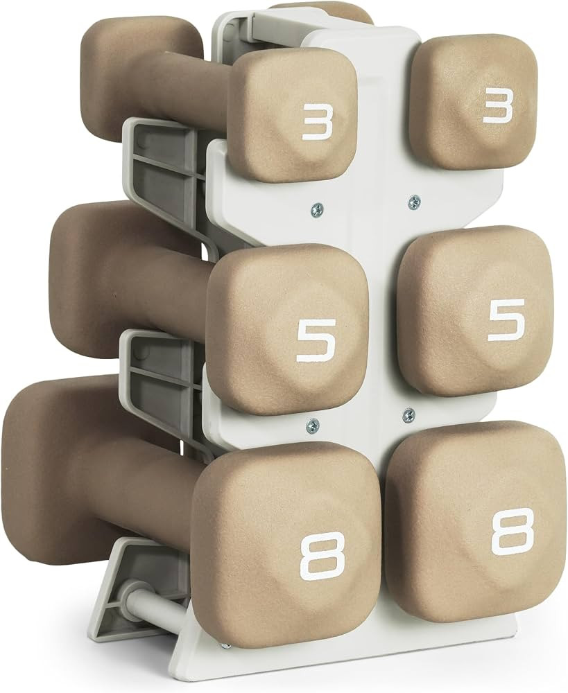 Tone Fitness Neoprene Dumbbell Set with Storage Rack \u2013 Non-Slip, Anti-Roll Hand Weights for ... | Amazon (US)