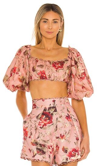 Cassia Scallop Crop Top in Musk Floral | Revolve Clothing (Global)