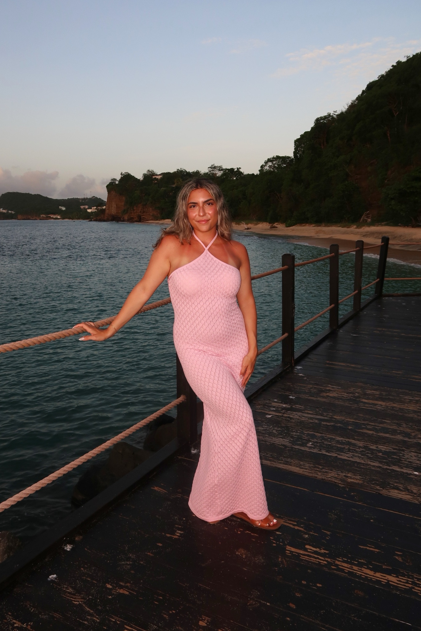Sunset vibes 🌅 pink crotchet halter dress. 

#LTKstyletip #LTKover50style #LTKsummer