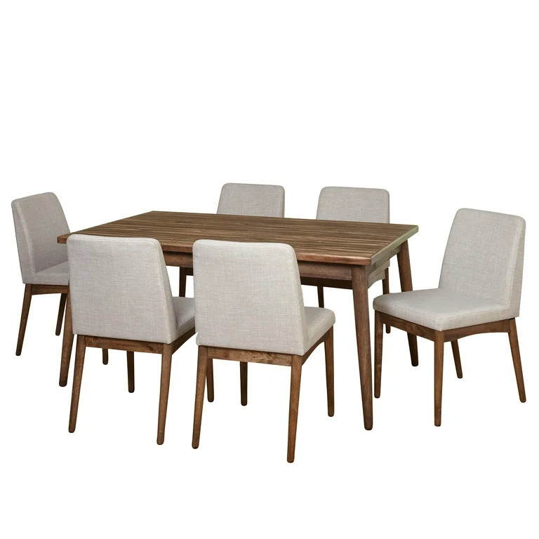 TMS Element 7-Piece Indoor Dining Set, Includes Table and Chairs, Walnut/Gray | Walmart (US)