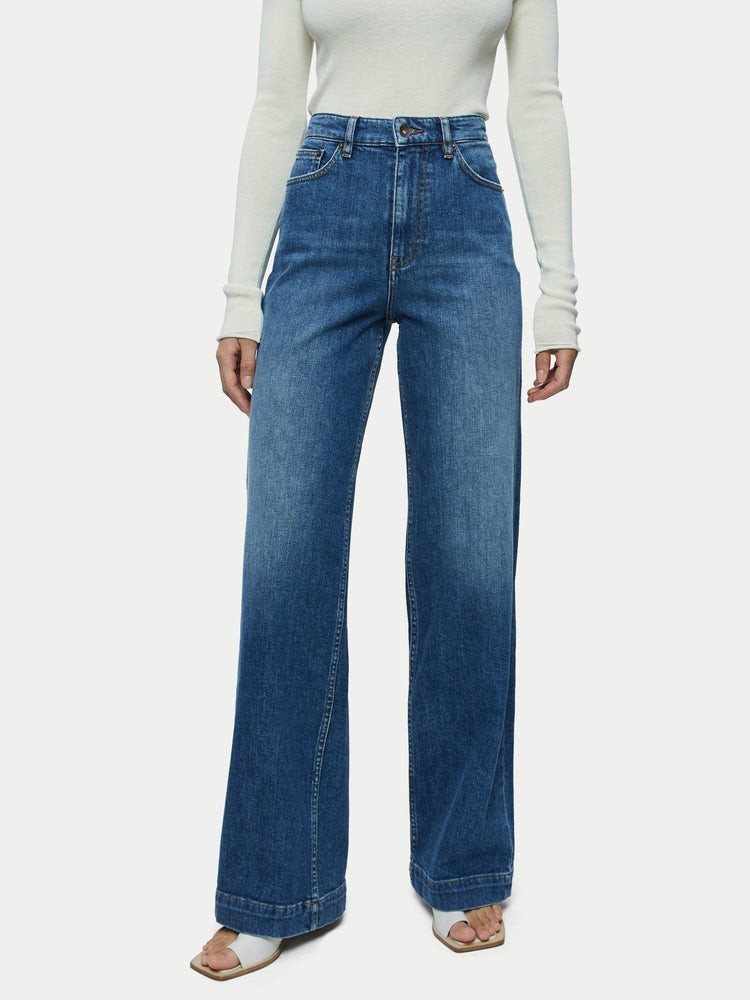 Balfour Long Wide Leg Jean | Vintage Mid Blue | Jigsaw (UK)