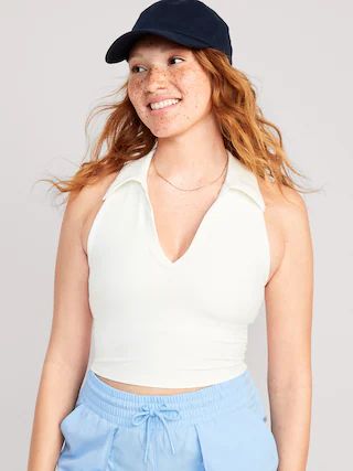 Fitted PowerSoft Sleeveless Cropped Polo for Women | Old Navy (US)