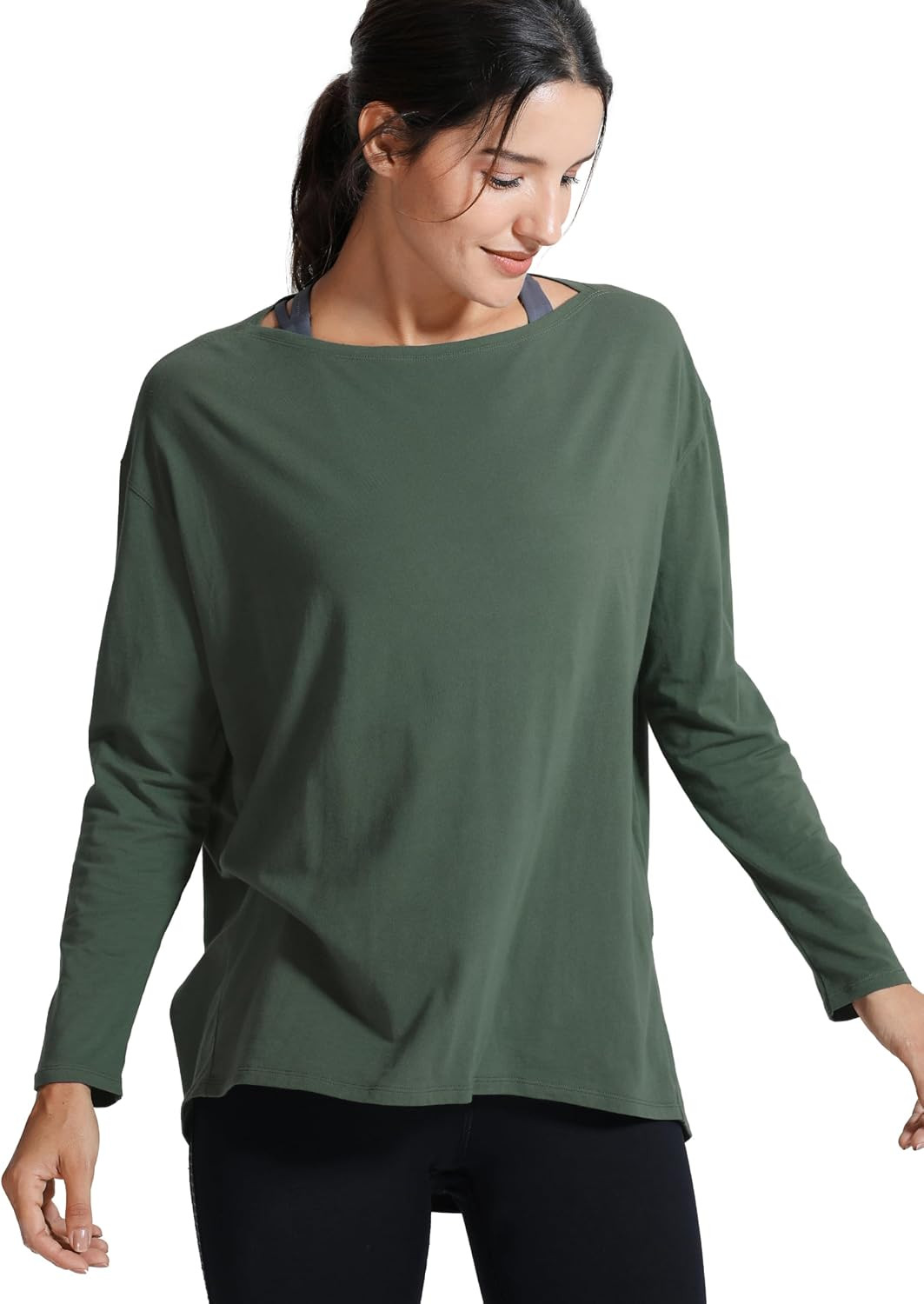 CRZ YOGA Pima Cotton Boat Neck Top | Amazon (US)