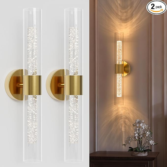 8000mAh Battery Operated Wall Sconce with Remote Control, 22 Inch Gold 3000K/4500K/6000K Recharge... | Amazon (US)