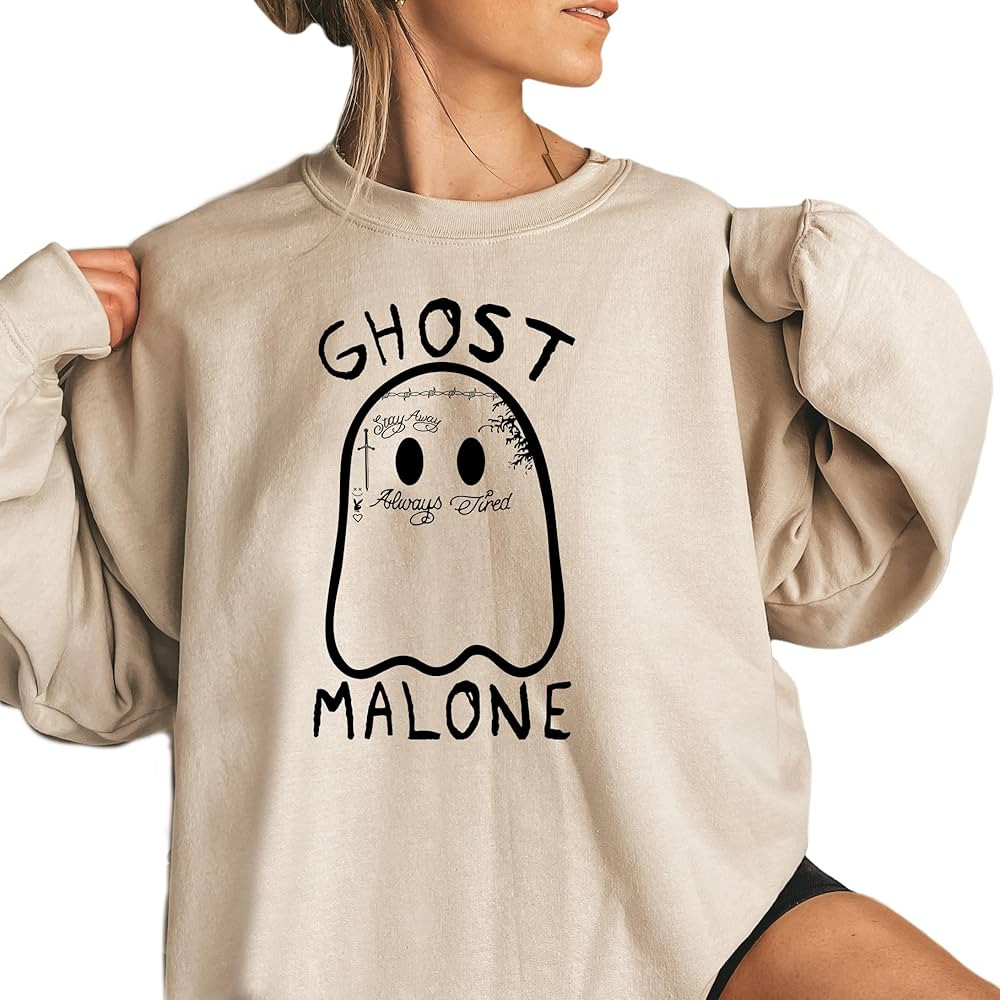 Funny Halloween Ghost Malone Fun Sweatshirt, Funny Halloween Sweatshirt for Women, Halloween Seas... | Amazon (US)