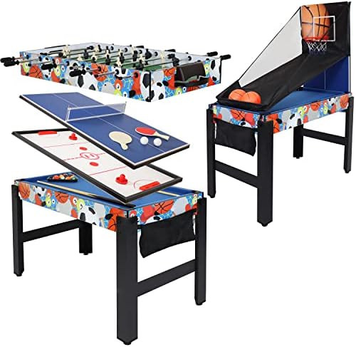 Sunnydaze 5-in-1 Multi-Game Table with Billiards, Air Hockey, Foosball, Ping Pong, and Basketball... | Amazon (US)