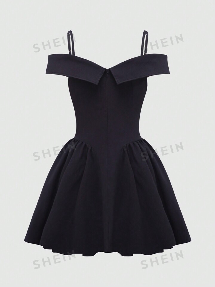 SHEIN MOD Solid Color Cold Shoulder Dress | SHEIN