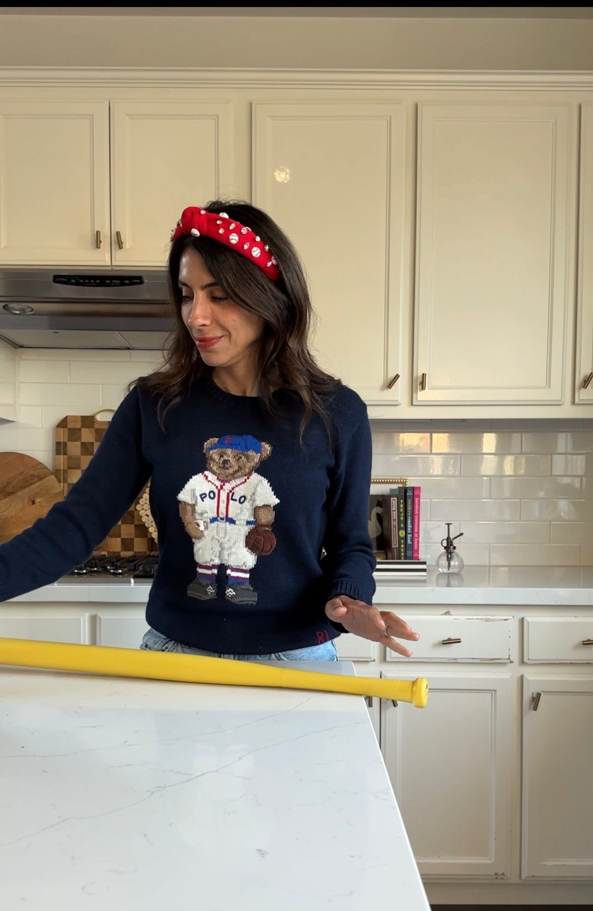 Ralph Lauren bear sweater. I’m wearing a boy’s large  