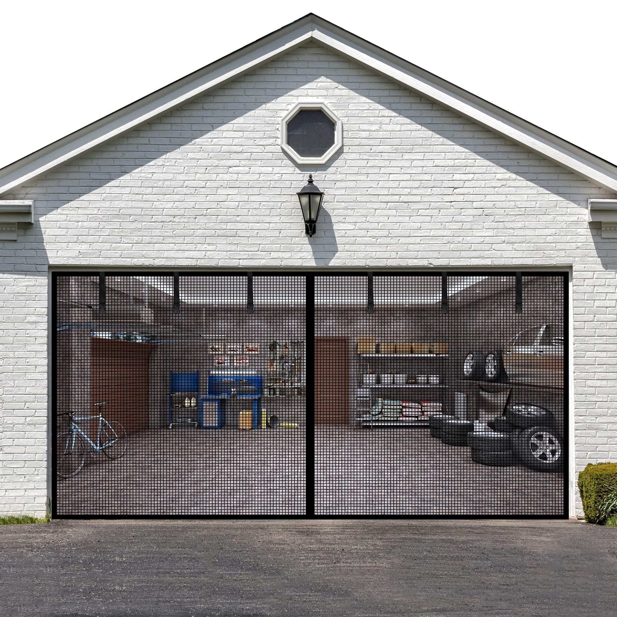 LIAMST Garage Door Screen 16 * 9FT，2 Car Garage Doors- Reinforced Fiberglass Door Screen,Strong... | Amazon (US)