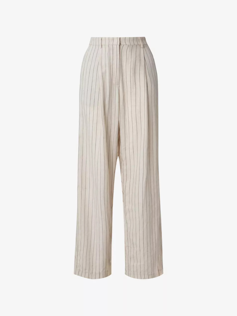 Carlotta wide-leg high-rise linen trousers | Selfridges