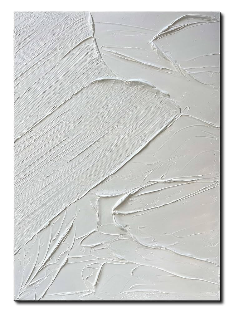 Creespi White Textured Wall Art - Hand Painted Abstract Oil Painting 28x40 inch,Contemporary Mini... | Amazon (US)