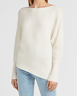 Ribbed Asymmetrical Tunic Sweater | Express