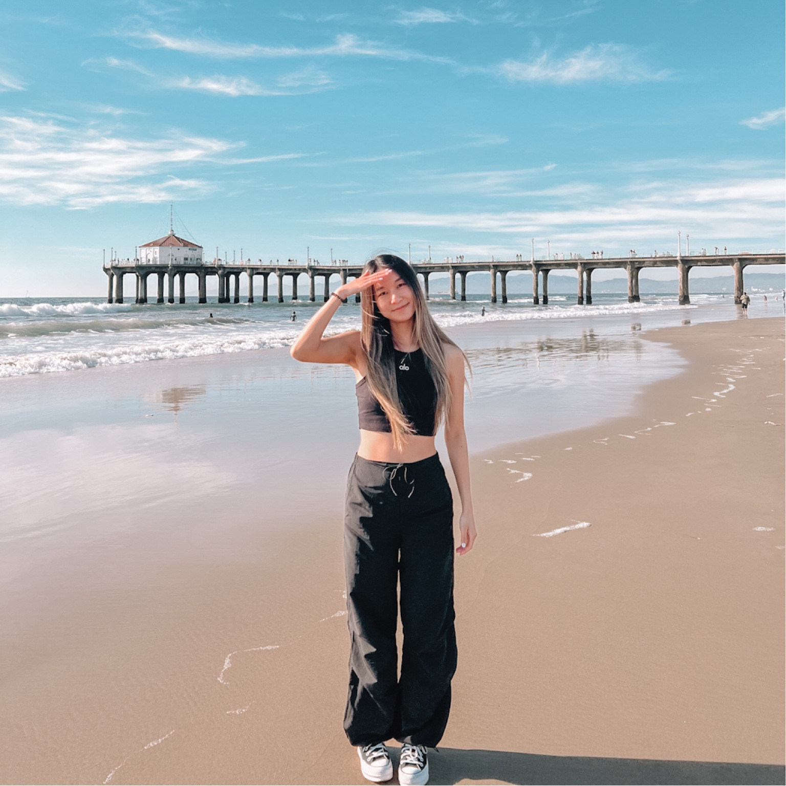 Simple black outfit. Comfy casual. Gift guide. Alo yoga style. Parachute pants.

#LTKFind #LTKGiftGuide #LTKshoecrush