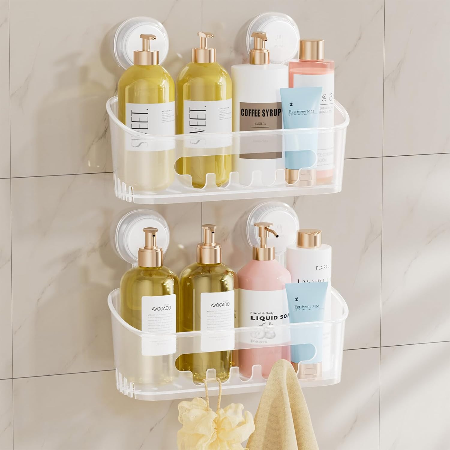 TAILI Shower Caddy Suction Cup Bathroom Organizer Shelves Frosted Clear 2pack | Amazon (US)