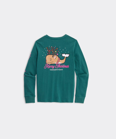 Girls' Reindeer Whale Long-Sleeve Pocket Tee | vineyard vines