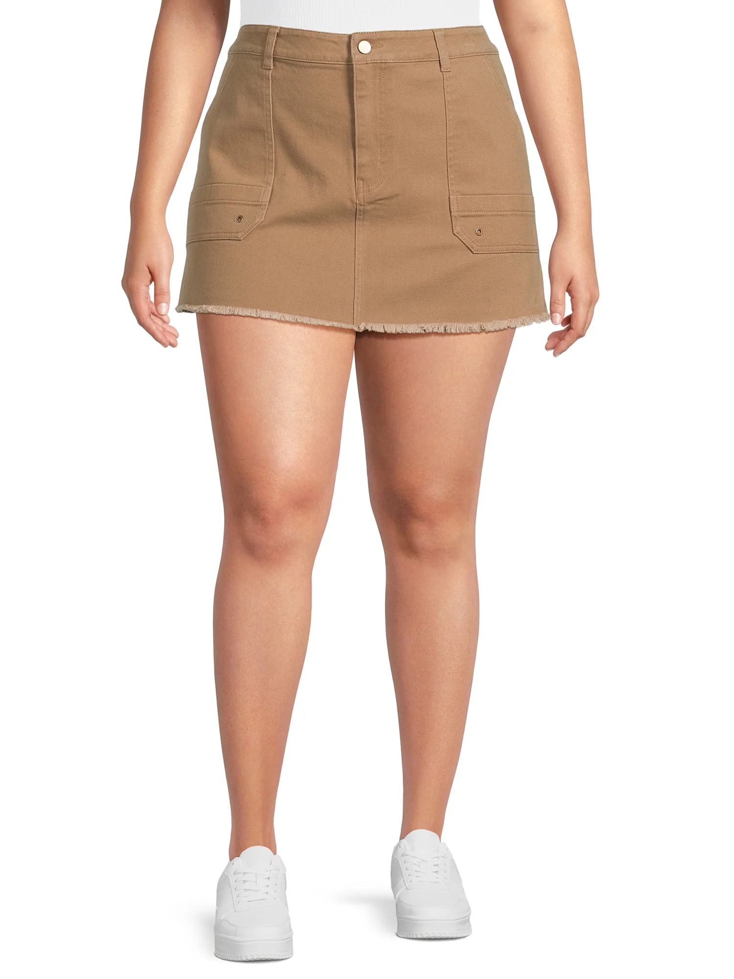 No Boundaries Juniors Plus Size Mini Skirt with Frayed Hem - Walmart.com | Walmart (US)