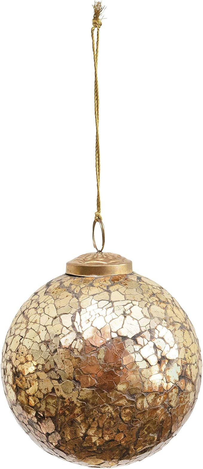 Creative Co-Op 4" Round Mosaic Ball, Gold Finish Glass Ornaments, Multi | Amazon (US)