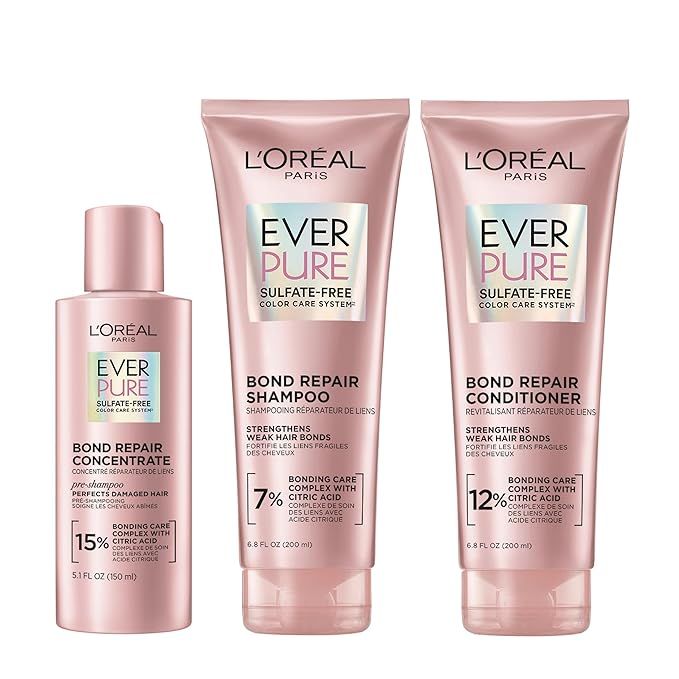 L'Oreal Paris Bond Repair Shampoo and Conditioner + L'Oreal Paris EverPure Sulfate Free Bond Repa... | Amazon (US)