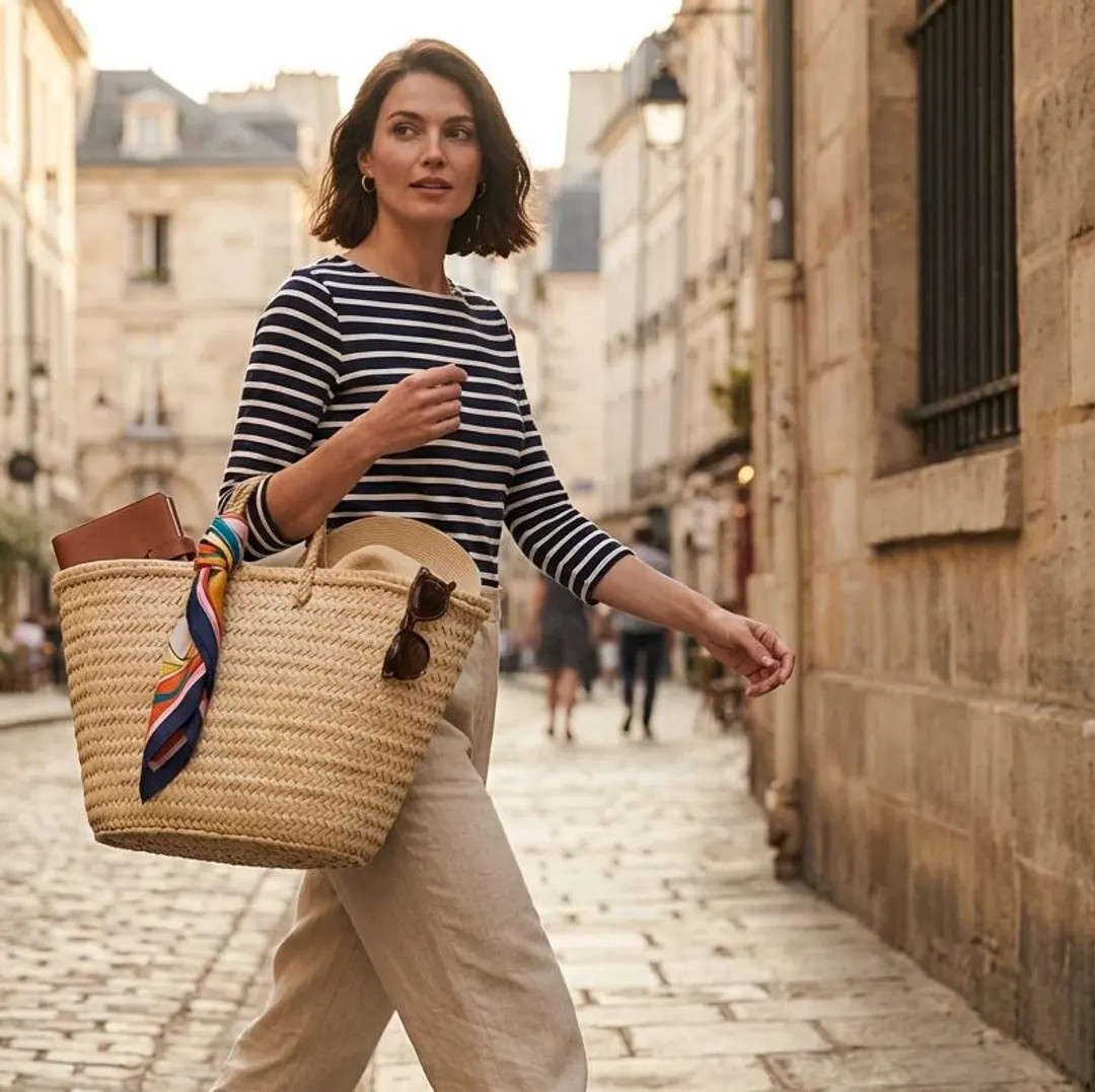 Large Handmade Moroccan Straw Basket Tote, Woven Palm Market Bag, Beach & Storage Basket, Short o... | Etsy (US)