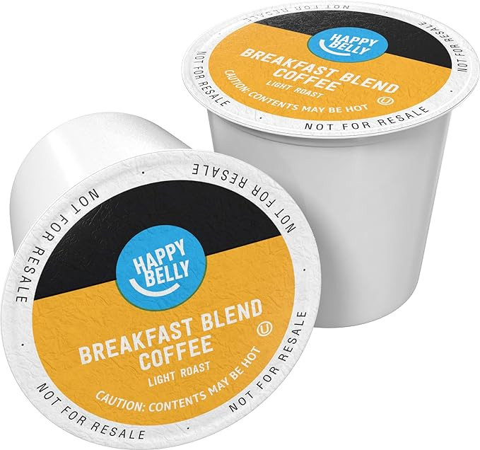 Amazon Brand - Happy Belly Light Roast Coffee Pods, Breakfast Blend, Compatible with Keurig 2.0 K... | Amazon (US)
