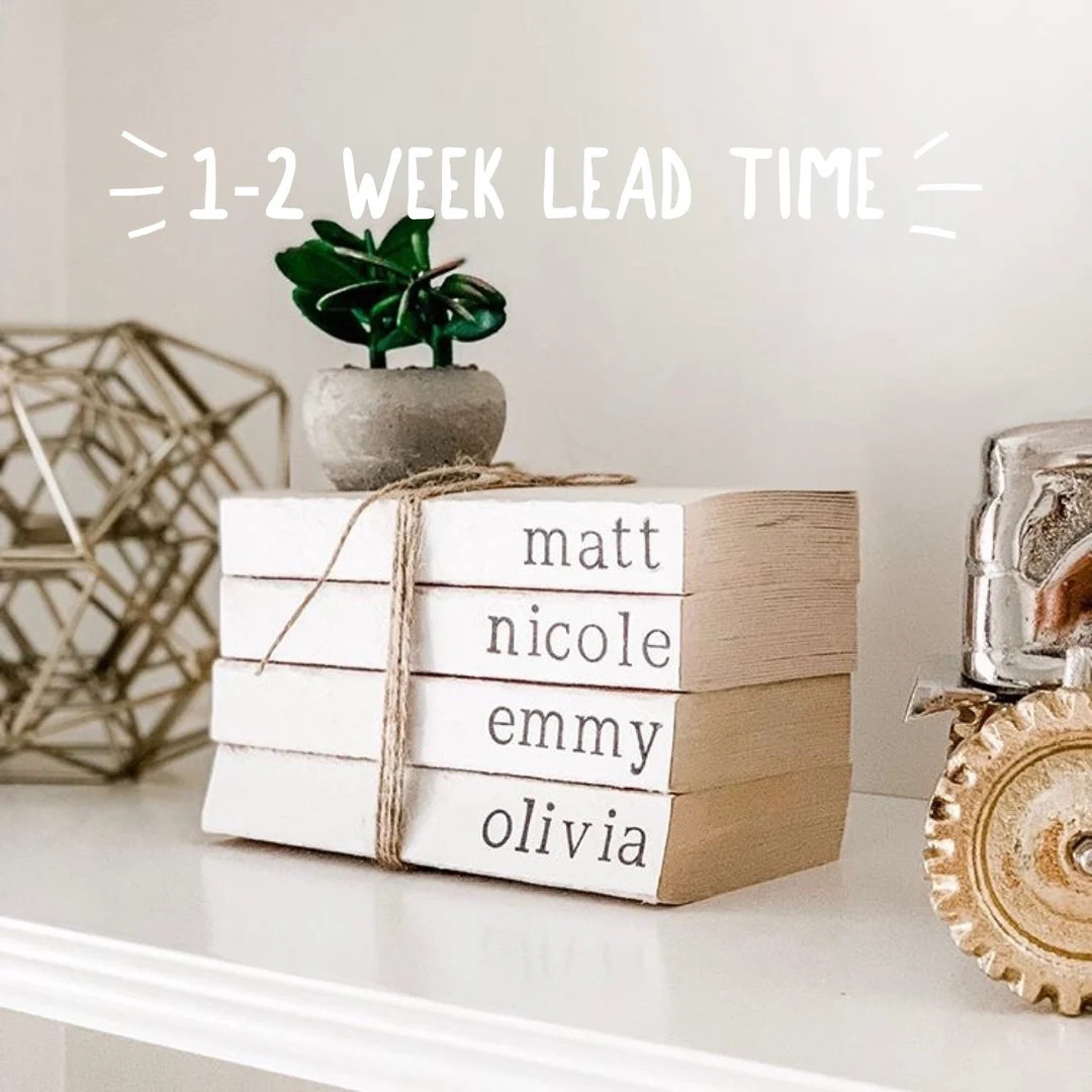 Bookstacks With Names - Etsy | Etsy (US)