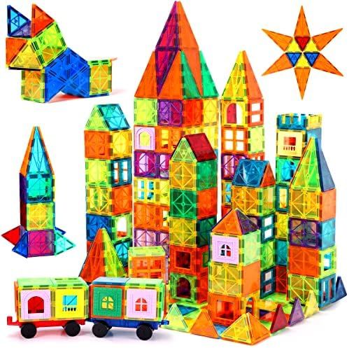 Magnetic Building Tiles for Kids,Educational Magnetic Stacking Blocks for Boys Girls, Magnets Con... | Amazon (US)