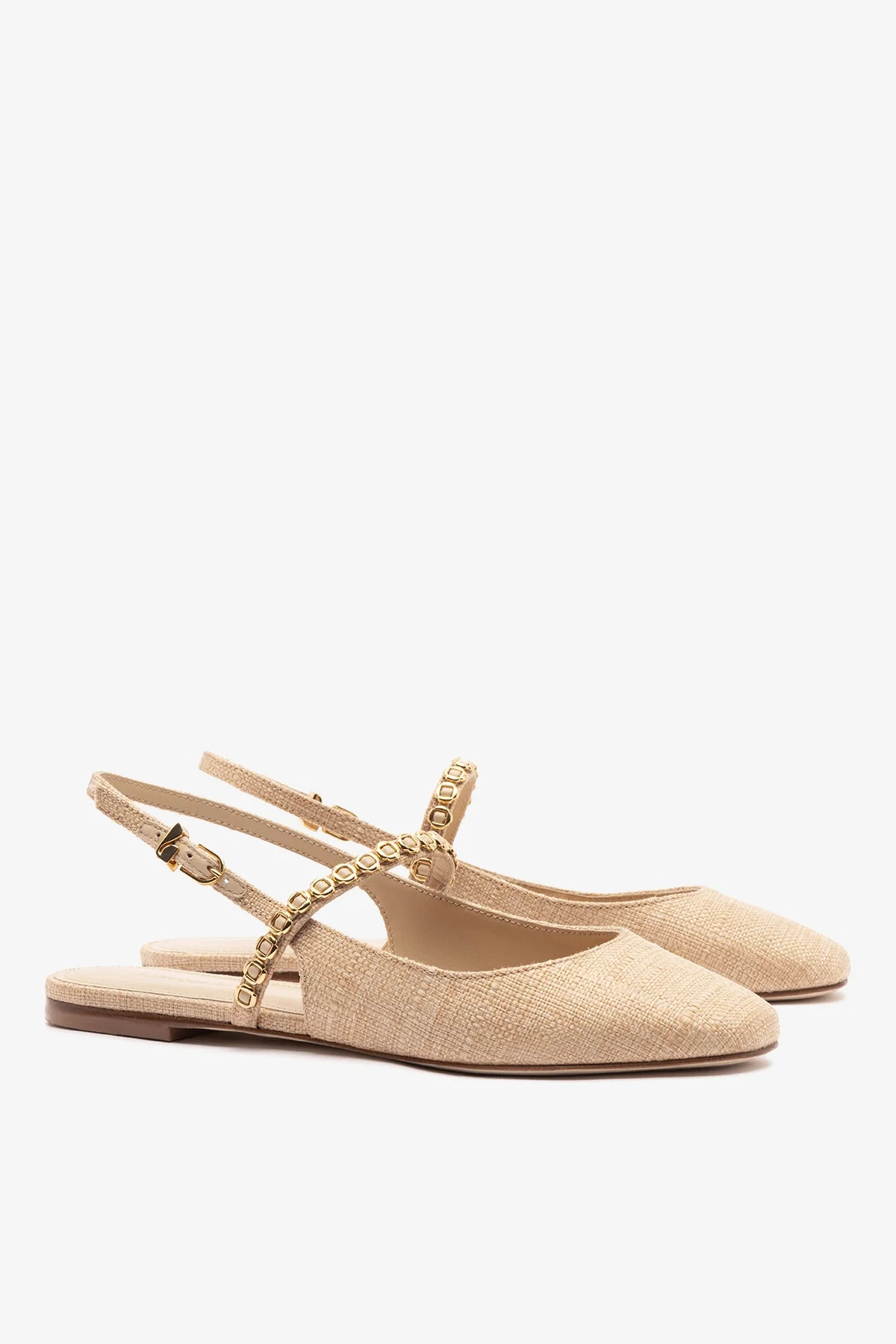 Georgina Milanina Ballet Flat In Beige Raffia | Larroude