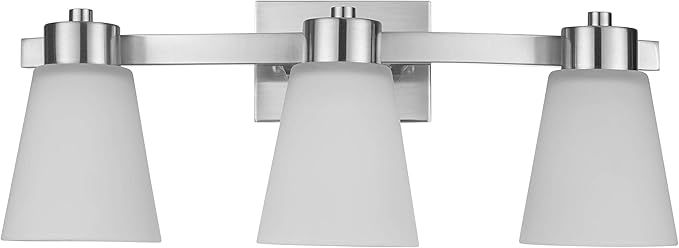 Prominence Home Fairendale 3 Light Brushed Nickel Bathroom Vanity Light with Frosted Glass | Amazon (US)