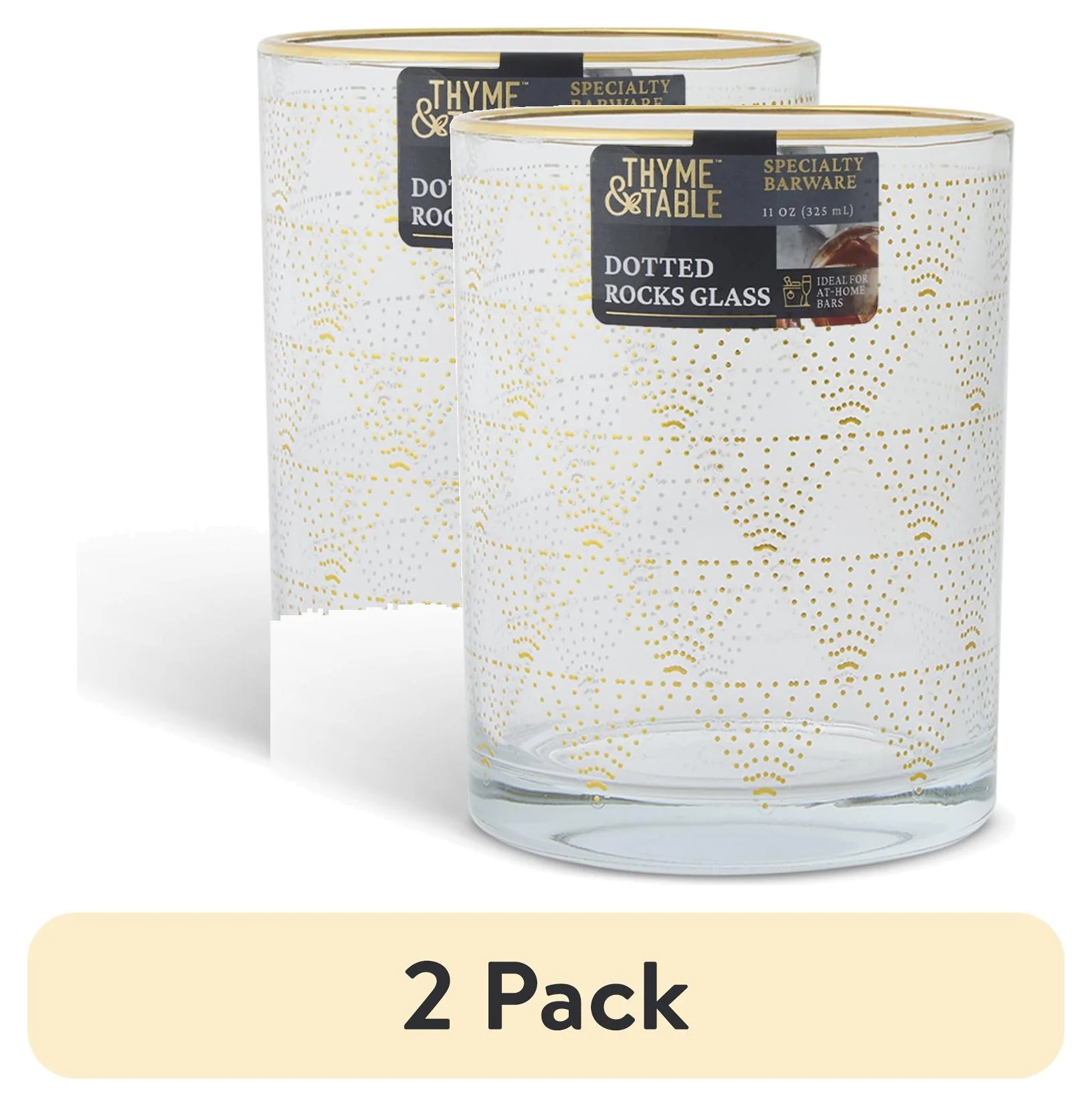 (2 pack) Thyme & Table Whiskey Rocks Glass, Diamond Print | Walmart (US)
