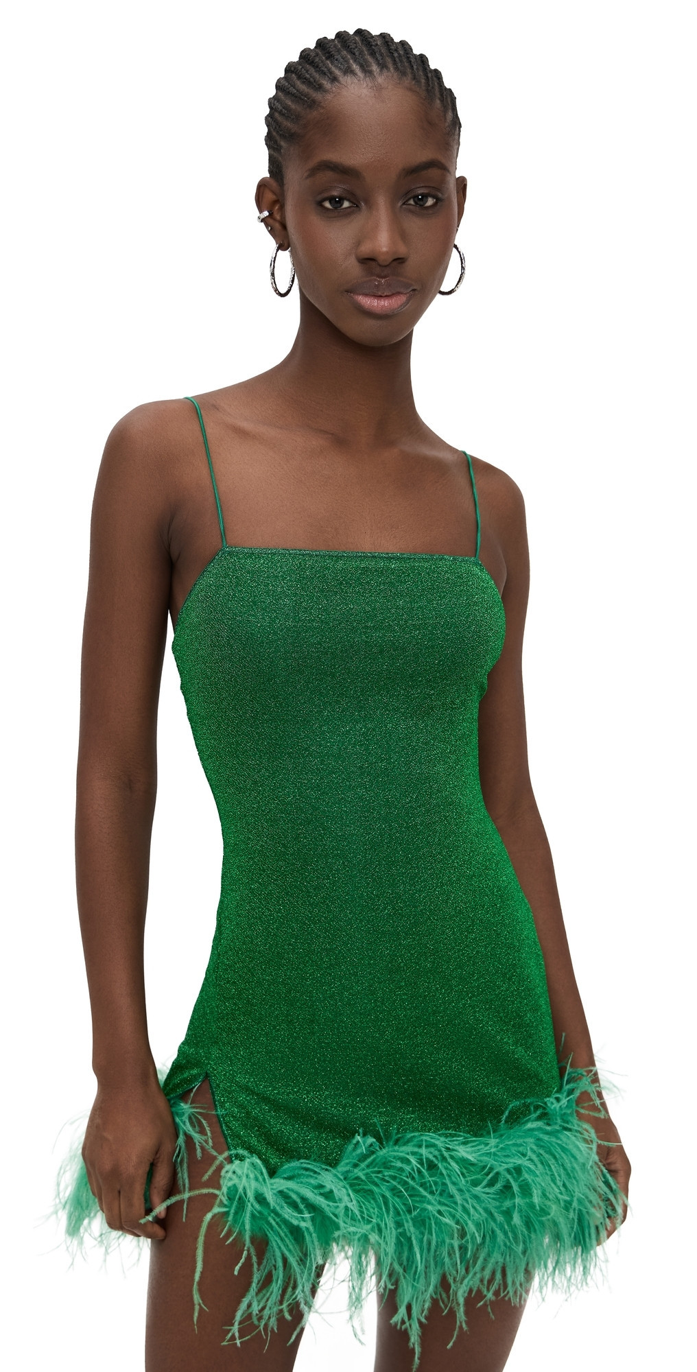 Oseree Lumiere Plumage Mini Dress Emerald Green S | Shopbop