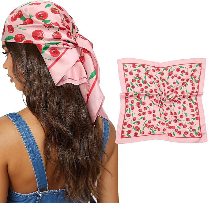 AWAYTR 27.5" Satin Head Scarf for Women's Hair Scarf Reversible Silk Bandanas for Sleeping Head W... | Amazon (US)
