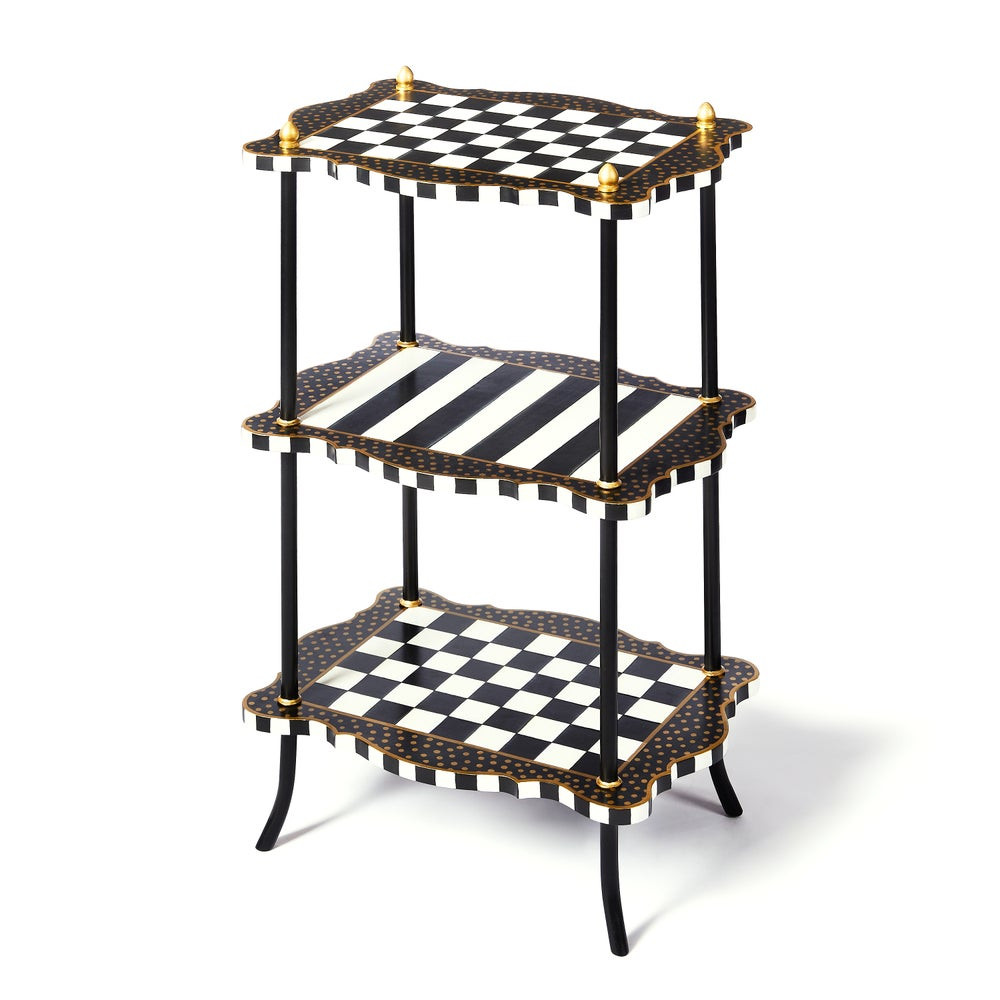 Black & White Check and Stripe 3 Tier Table | MacKenzie-Childs