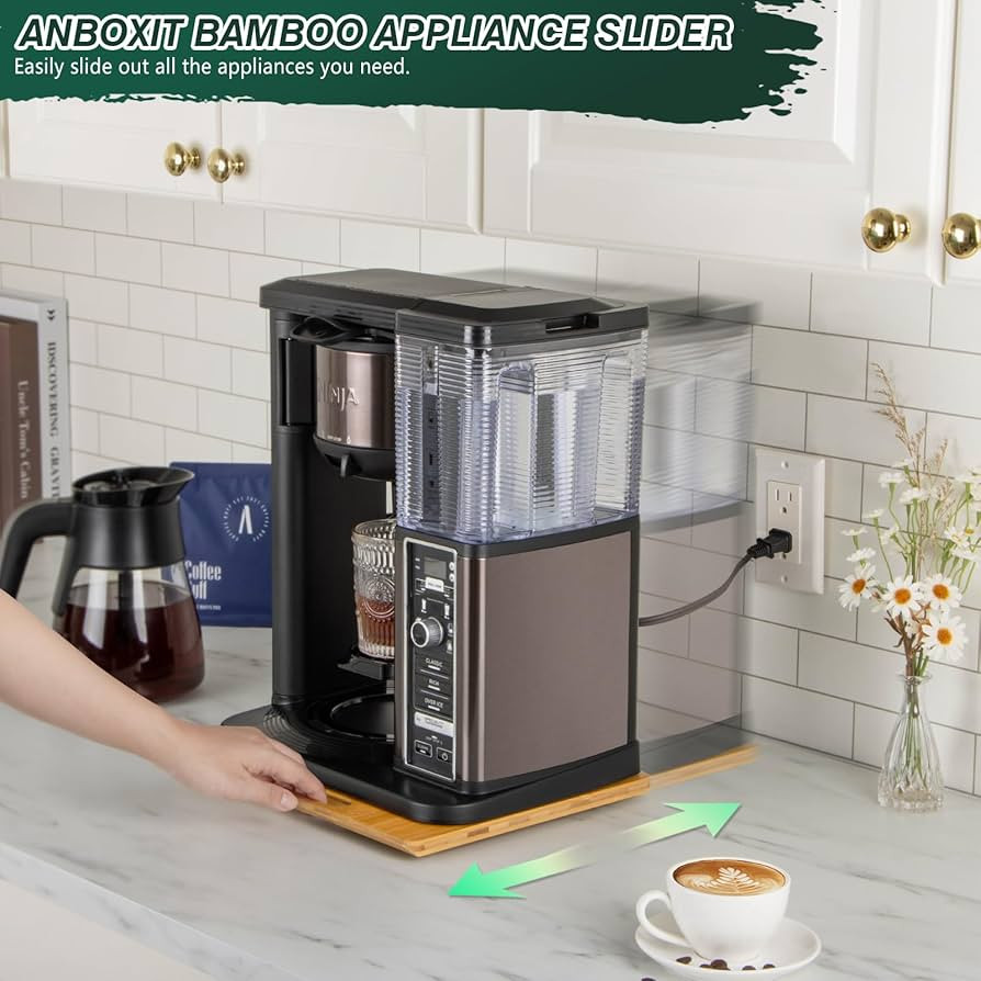 Bamboo Appliance Slider, Sliding Tray for Coffee Maker, Kitchen Countertop Appliance Rolling Tray... | Amazon (US)