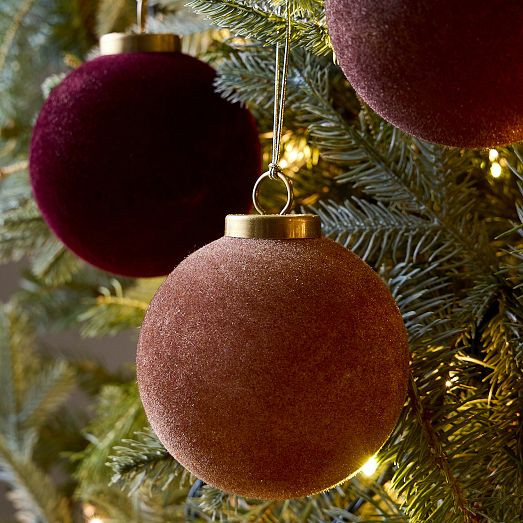 Flocked Ball Ornaments (Set of 4) - Warm Tones | West Elm (US)